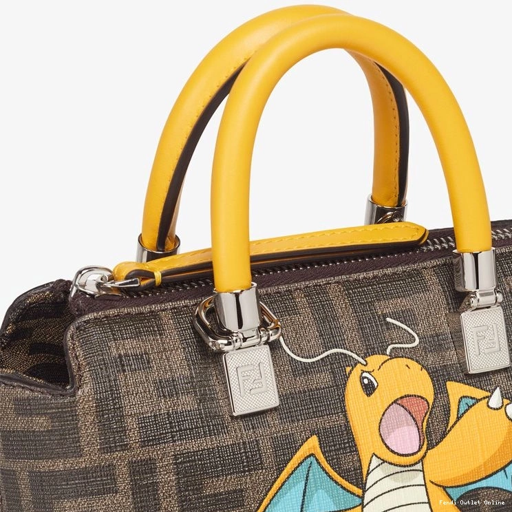 Affordable Yellow Brown Boston Dragon Pokmon Fabric Fendi Mini FF Way Motif The By Bag In 0722